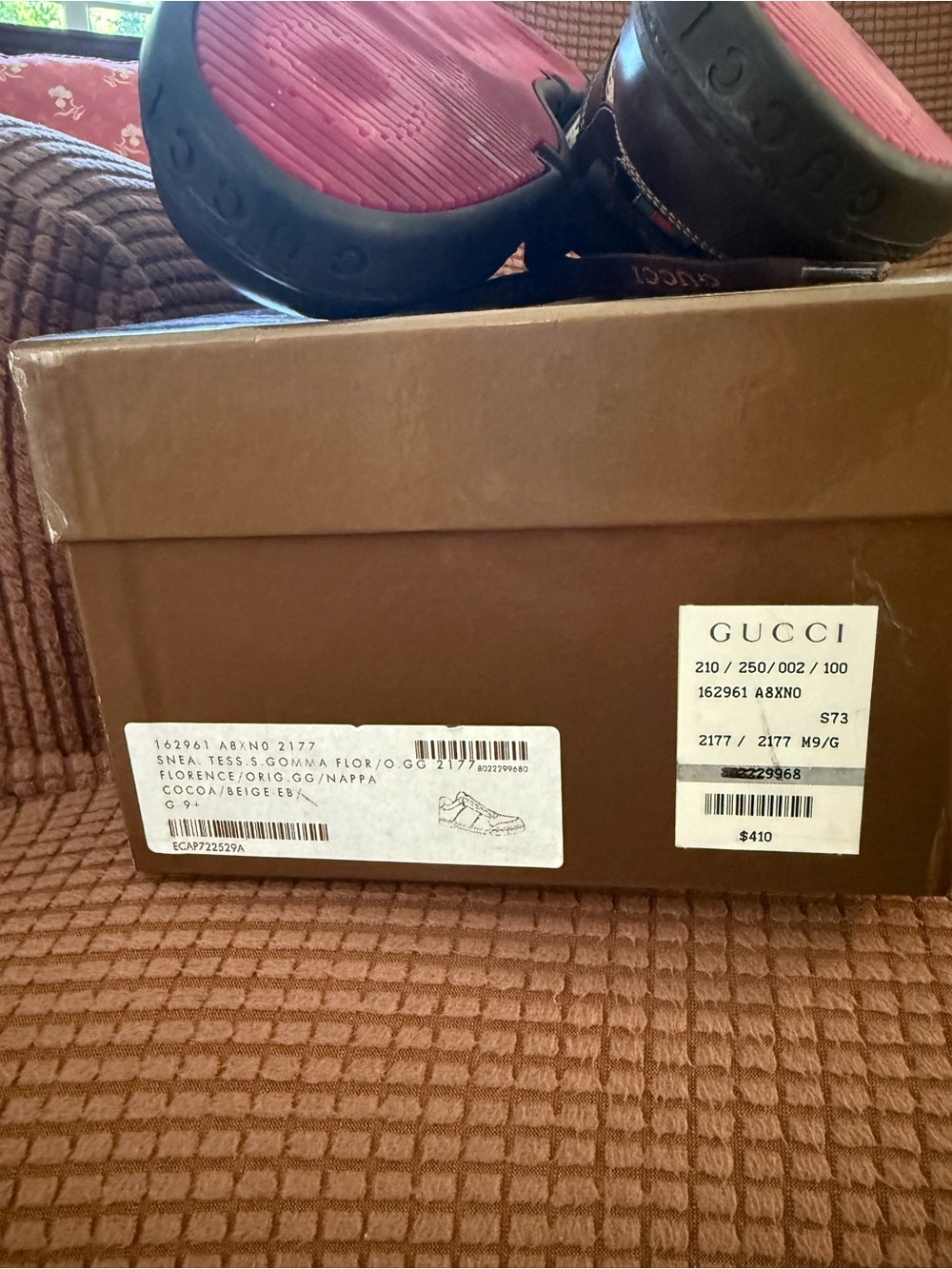 Gucci Brown & Beige GG Canvas Leather Men's Sneakers - Picture 3 of 4
